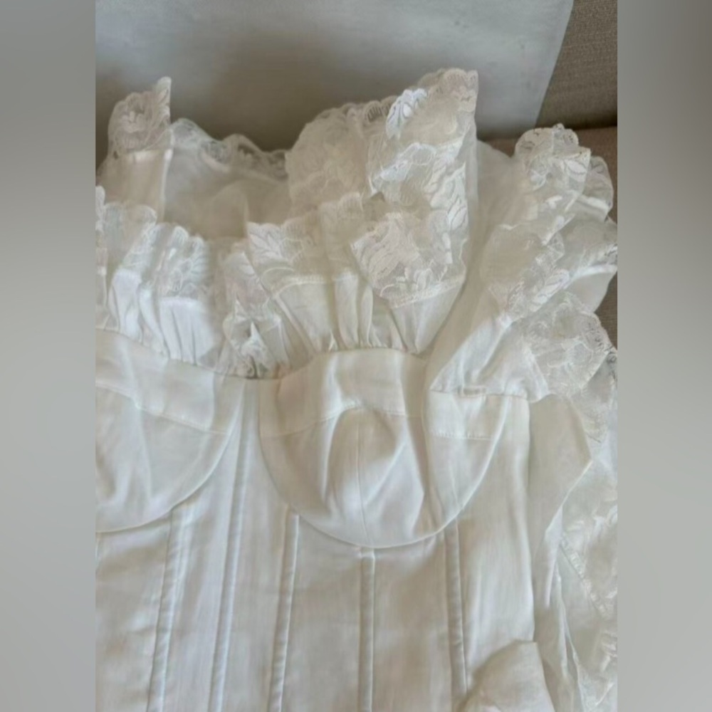 BEST Selkie The Ivory Cupid Midi Dress White Lace Party Wedding Medium - Picture 10 of 11